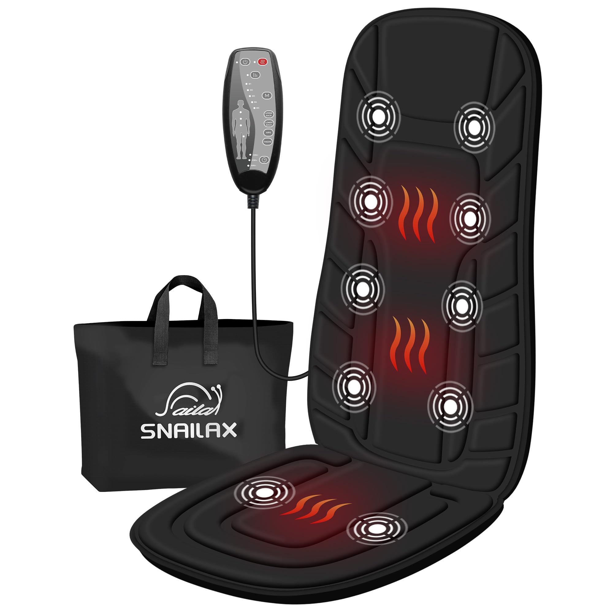 Snailax Back Massager with Heat, Massage Seat Cushion with 10